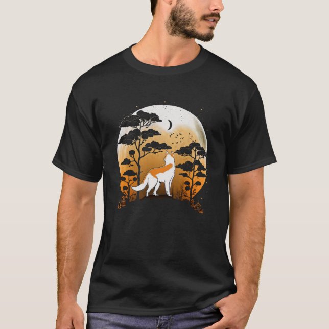 Camiseta Moon Shiba Inu Howling Dog Silhouette Halloween 2 (Anverso)