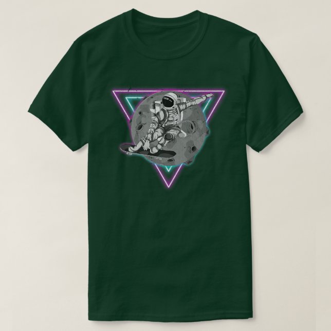 Camiseta Moon Skateboarder Synthwave Skateboard Vaporwave A (Diseño del anverso)