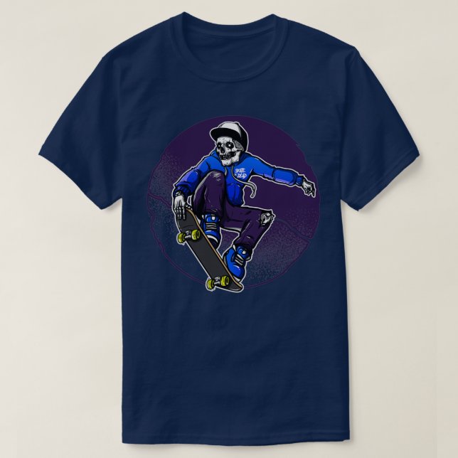 Camiseta Moon Skeleton Skateboard (Diseño del anverso)