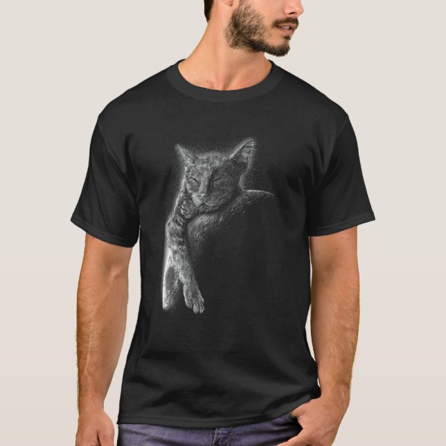 Camiseta Moon Space Sleeping Baby Cat (Anverso)