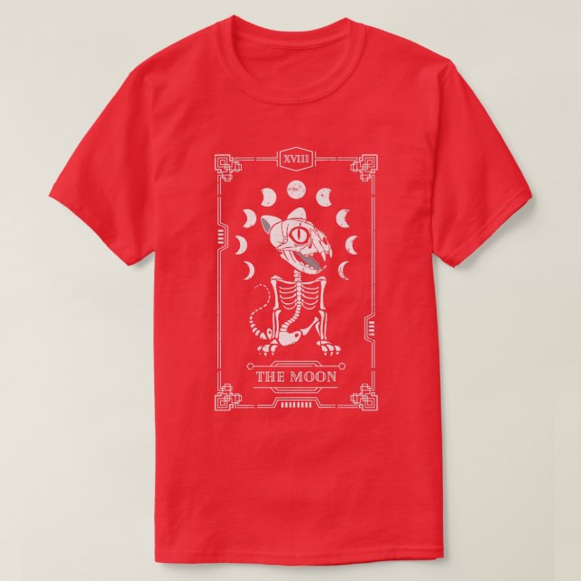 Camiseta Moon Tarot Card Cat Skeleton Feline Gótico Hallowe (Diseño del anverso)