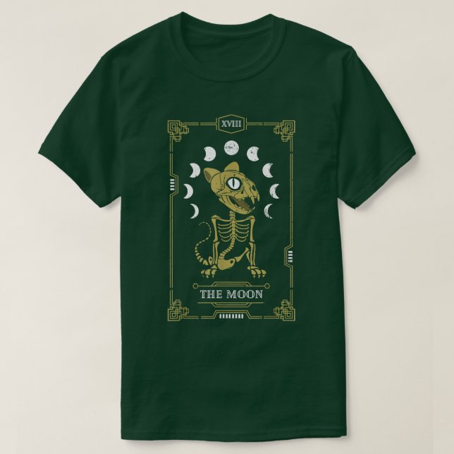 Camiseta Moon Tarot Card Cat Skeleton Feline Gótico Hallowe (Diseño del anverso)