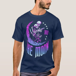 Camiseta Moon Tarot Card Skeleton Couple Outlaw Gótico Astr
