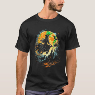 Camiseta Moon Vintage Witch Pastel Witchcraft Halloween Spo