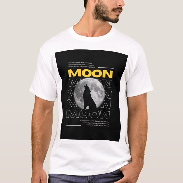 Camiseta Moon & Wolf T-Shirt – Mystical Nature Graphic Tee (Anverso)
