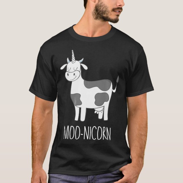 Camiseta Moonicorn Cow Funny Unicornio Para Niños Y Adultos (Anverso)