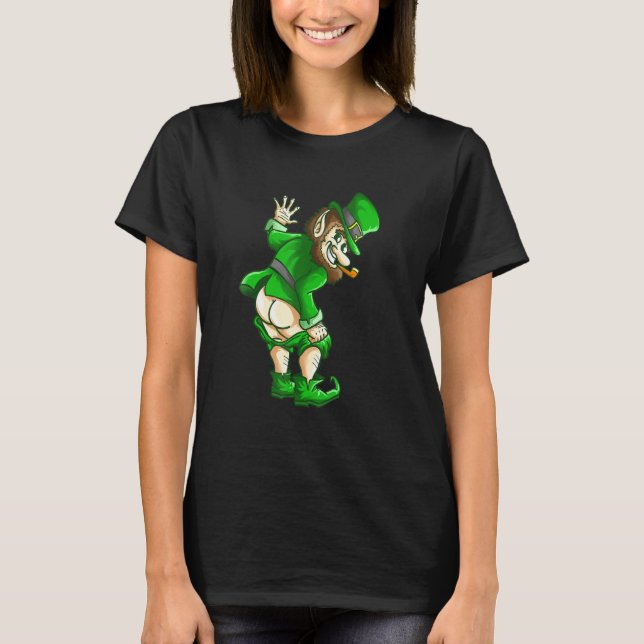 Camiseta Mooning Leprechaun St Patricks Day Hombres (Anverso)