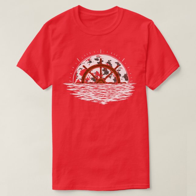 Camiseta Moonlight Moon Sailboat Wheel Vela (Diseño del anverso)