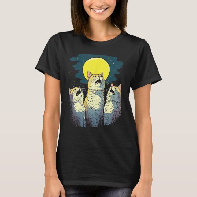 Camiseta Moonlit Chorus Trio of Cats Singing Melodies (Anverso)