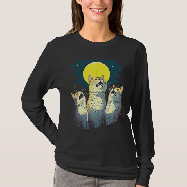 Camiseta Moonlit Chorus Trio of Cats Singing Melodies (Anverso)