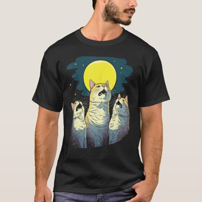 Camiseta Moonlit Chorus Trio of Cats Singing Melodies (Anverso)