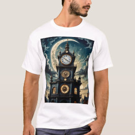 Camiseta Moonlit Clock Tower T-Shirt Vintage Magic Sky