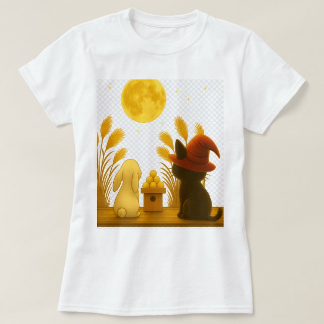 Camiseta Moonlit Night with Emi the Black Cat (Diseño del anverso)