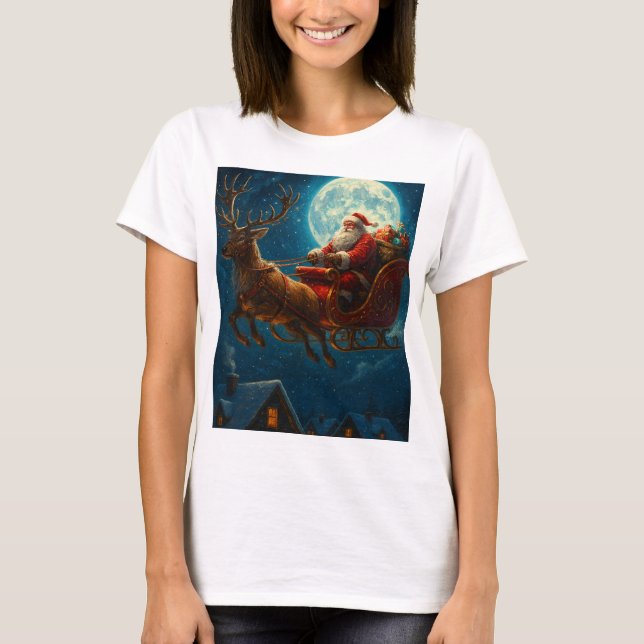 Camiseta Moonlit Sleigh Ride: Santa’s Magical Journey (Anverso)