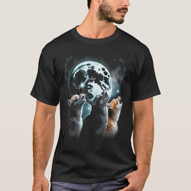 Camiseta Moonlit Trio Three Cats Unleash Their Inner Song (Anverso)