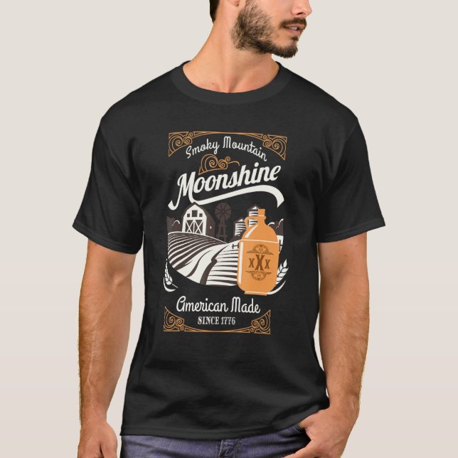 Camiseta Moonshine Moonshiner Smoky 1776 (Anverso)