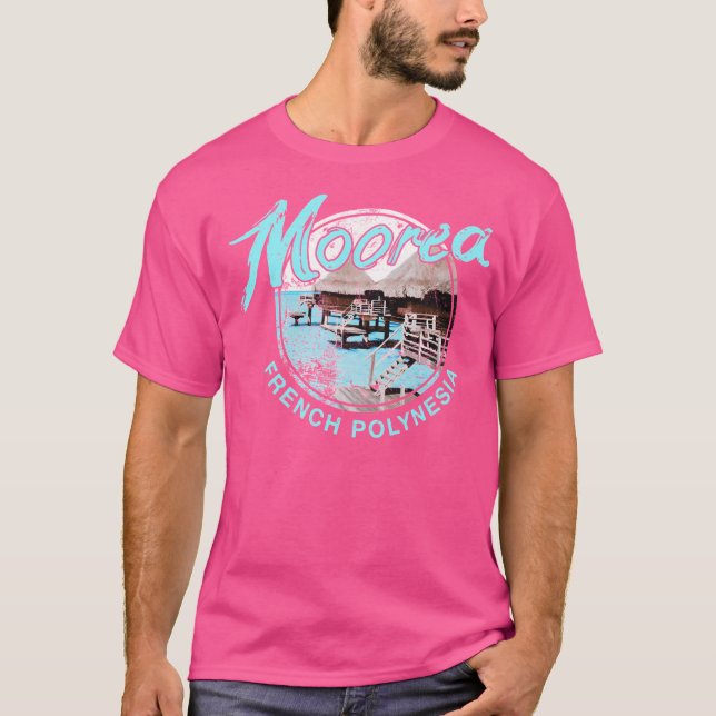 Camiseta Moorea Bungalow Over Water Polynesia Vintag (Anverso)