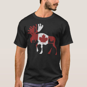Camiseta Moose Animal Canadian Flag Maple Leaf Canada Pullo