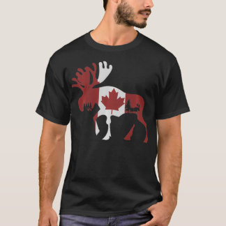 Camiseta Moose Animal Canadian Flag Maple Leaf Canada Pullo