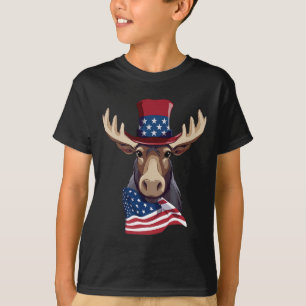 Camiseta Moose con bandera patriótica de Estados Unidos Ind
