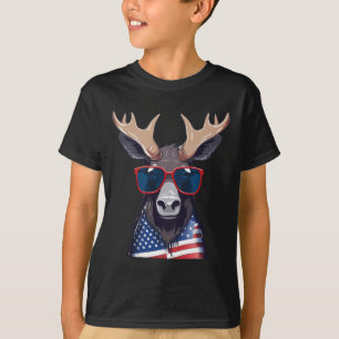 Camiseta Moose con bandera patriótica de Estados Unidos Ind