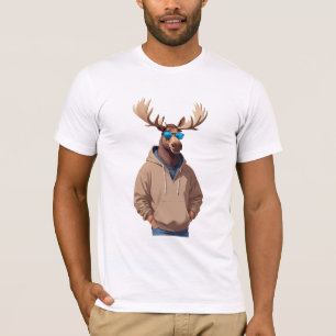 Camiseta Moose Con Hoodie Funny Carácter Animal De Guay