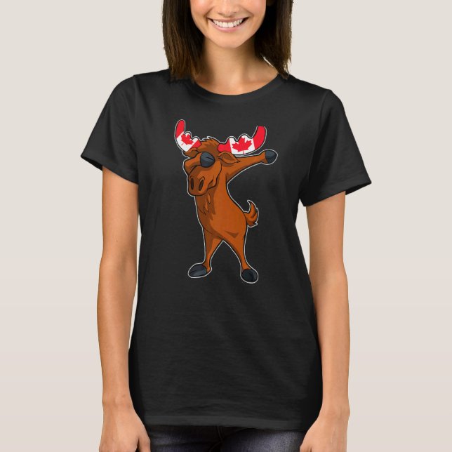 Camiseta Moose Dab Dance Maple Leaf Bandera canadiense Da D (Anverso)