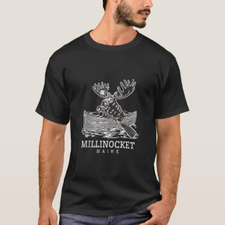 Camiseta Moose de remo lindo en Millinocket Maine Canoe ME