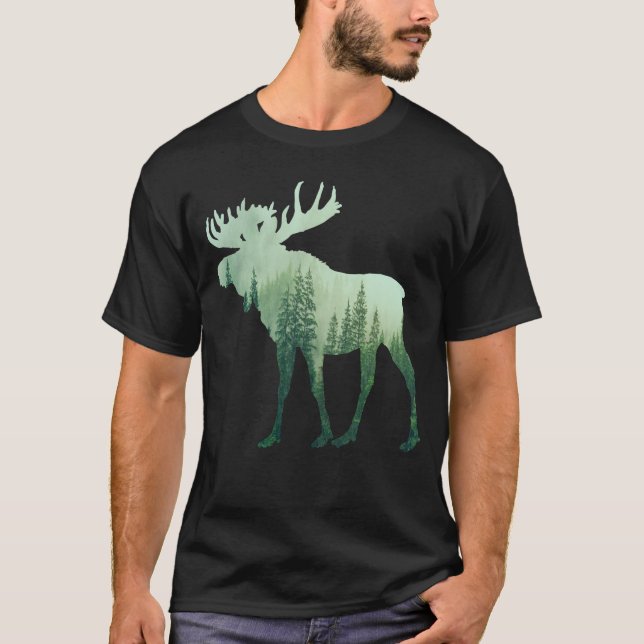 Camiseta Moose Deer And Forest Nature (Anverso)