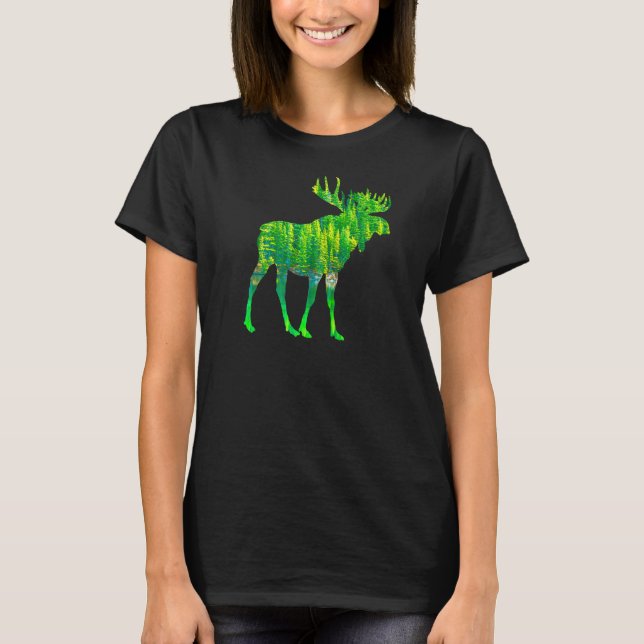 Camiseta Moose Deer Reindeer Animal Motif Wilderwood Forest (Anverso)