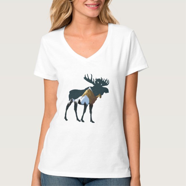Camiseta Moose del bosque nocturno (Anverso)