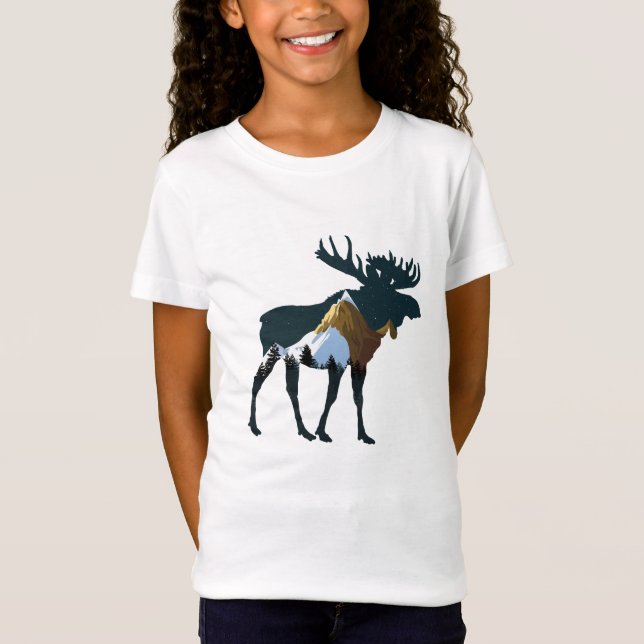 Camiseta Moose del bosque nocturno (Anverso)