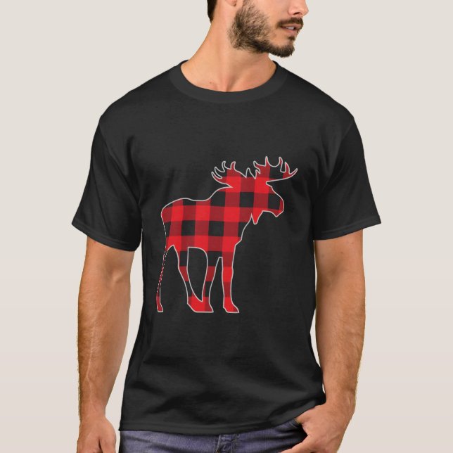 Camiseta Moose Elk Plaid Buffalo Check Pajama Lumberjack Ch (Anverso)