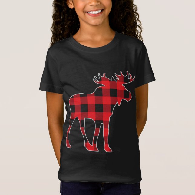 Camiseta Moose Elk Plaid Buffalo Check Pajama Lumberjack Ch (Anverso)