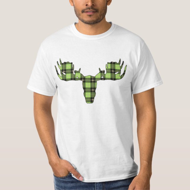 Camiseta Moose Head Green and Black Plantas (Anverso)