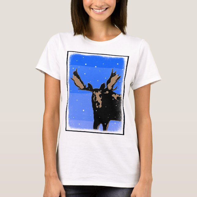 Camiseta Moose in Winter - Original Wildlife Art (Anverso)