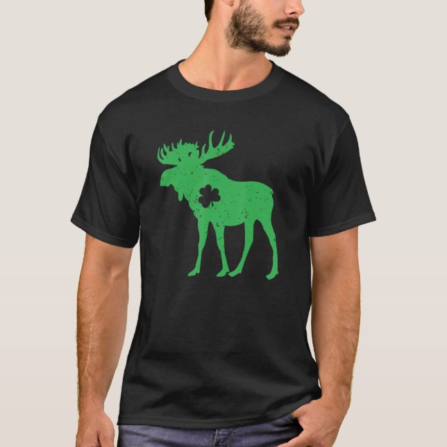 Camiseta Moose Lover Irlanda Shamrock Moose St. Patrick's D (Anverso)