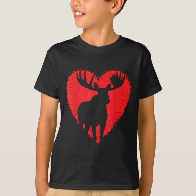 Camiseta Moose Lover Valentines Day Cute Red Heart Wild Ani (Anverso)