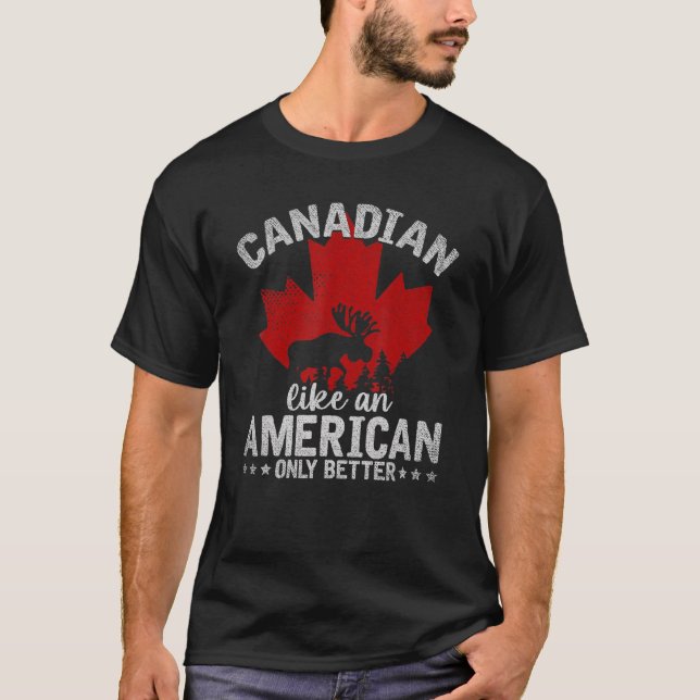 Camiseta Moose Maple Leaf Canadiense Como Un Canadá America (Anverso)