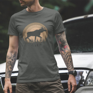 Camiseta Moose Moose Retro Naturaleza de la Silueta Gris