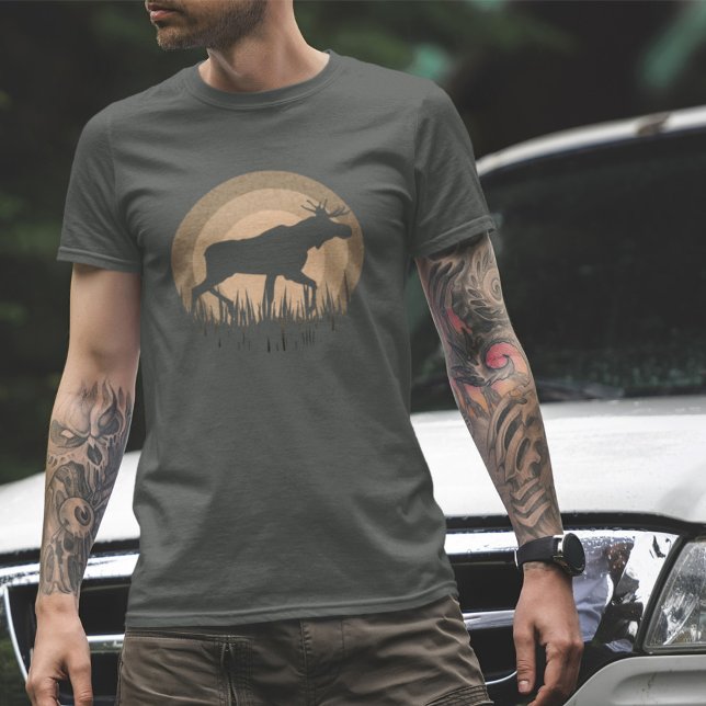 Camiseta Moose Moose Retro Naturaleza de la Silueta Gris (Subido por el creador)