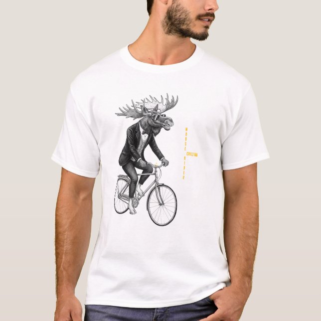 Camiseta Moose Rider Minimal Animal Illustration. (Anverso)