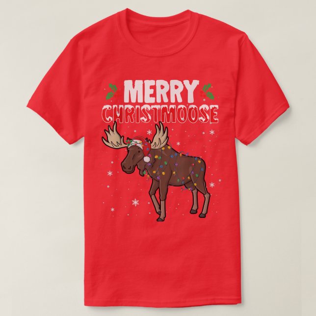 Camiseta Moose Santa Xmas, Navidades divertidos de Feliz Na (Diseño del anverso)