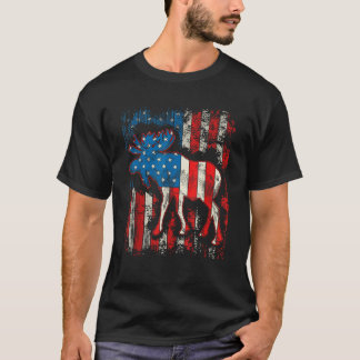 Camiseta Moose USA Bandera Estadounidense 4 De Julio Hombre