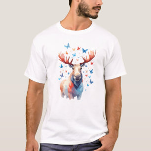 Camiseta Moose Vector Pintura Adorable Fun Animal Jugando