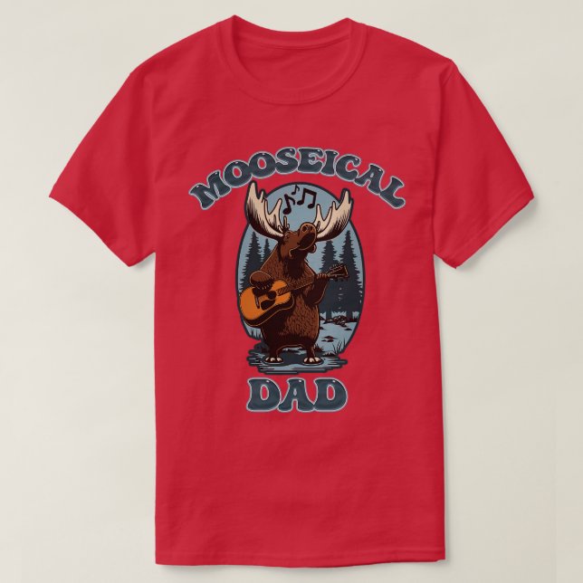 Camiseta Mooseical Musical Dad Moose con una guitarra acúst (Diseño del anverso)