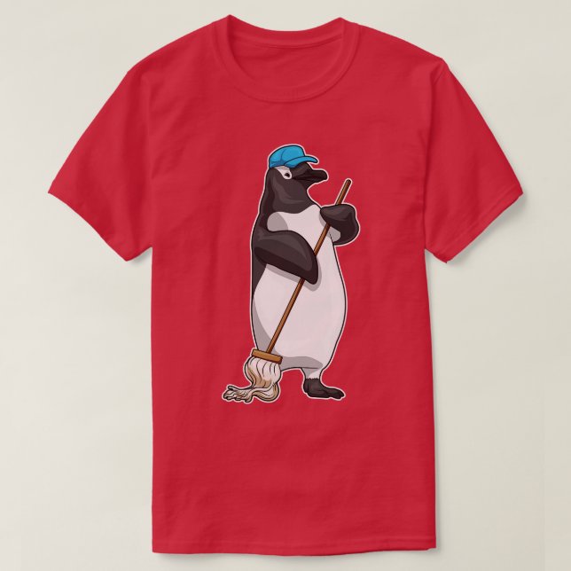 Camiseta Mop de limpieza de pingüino (Diseño del anverso)