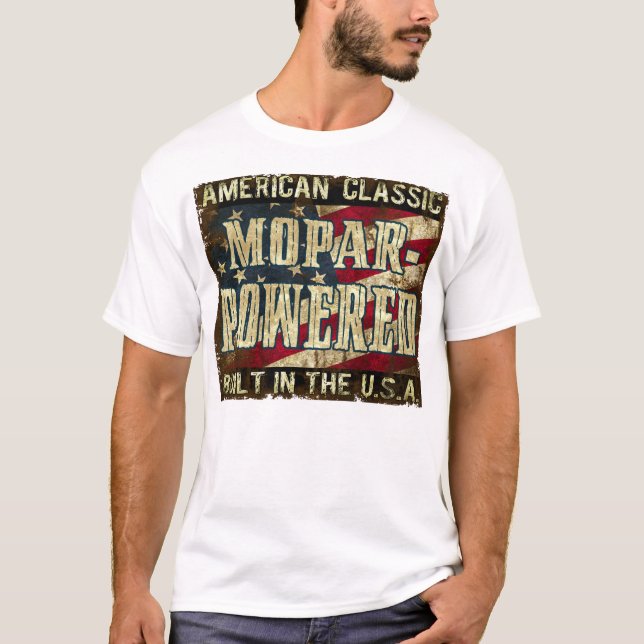 Camiseta Mopar-Accionado - motor clásico construido en los (Anverso)