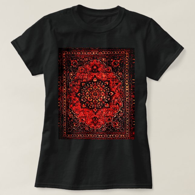 Camiseta Moqueta persa en campo teñido de rosa (Diseño del anverso)