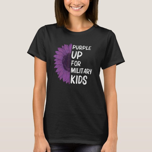 Camiseta Morada De Los Niños Militares De Girasol (Anverso)